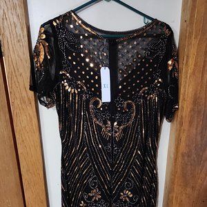 Black and Gold Flapper Dress